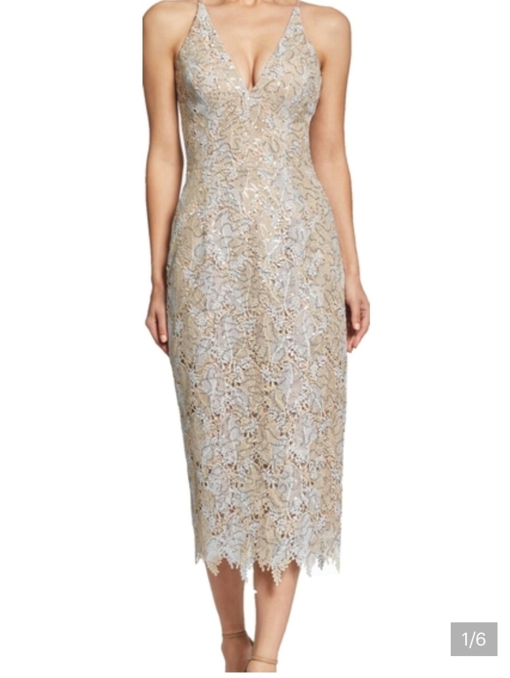 Dress The Population Aurora Lace Sheath Dress Shimmer Wedding Formal Size XL